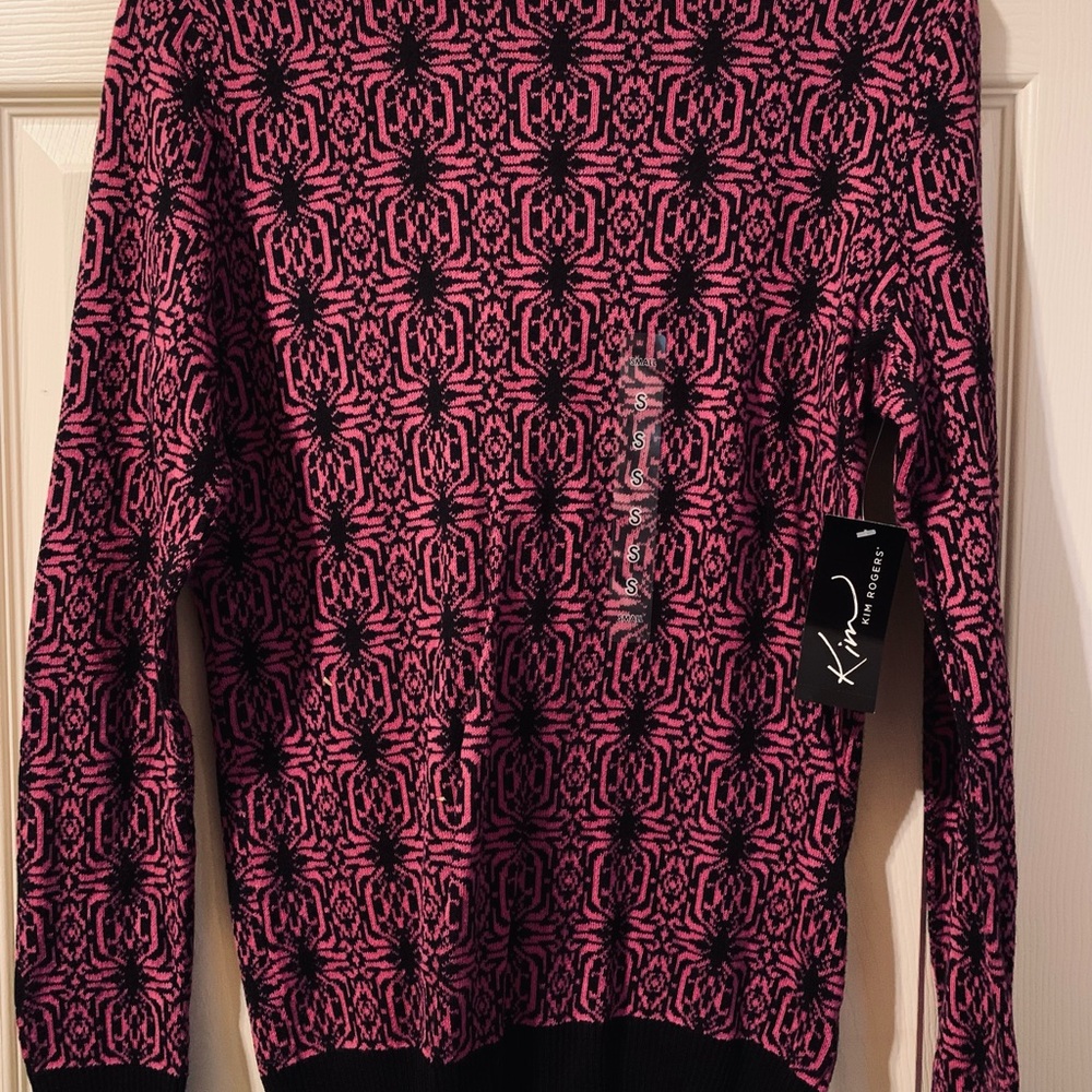 Kim Rodgers Pink Black sweater. Size Small NWT